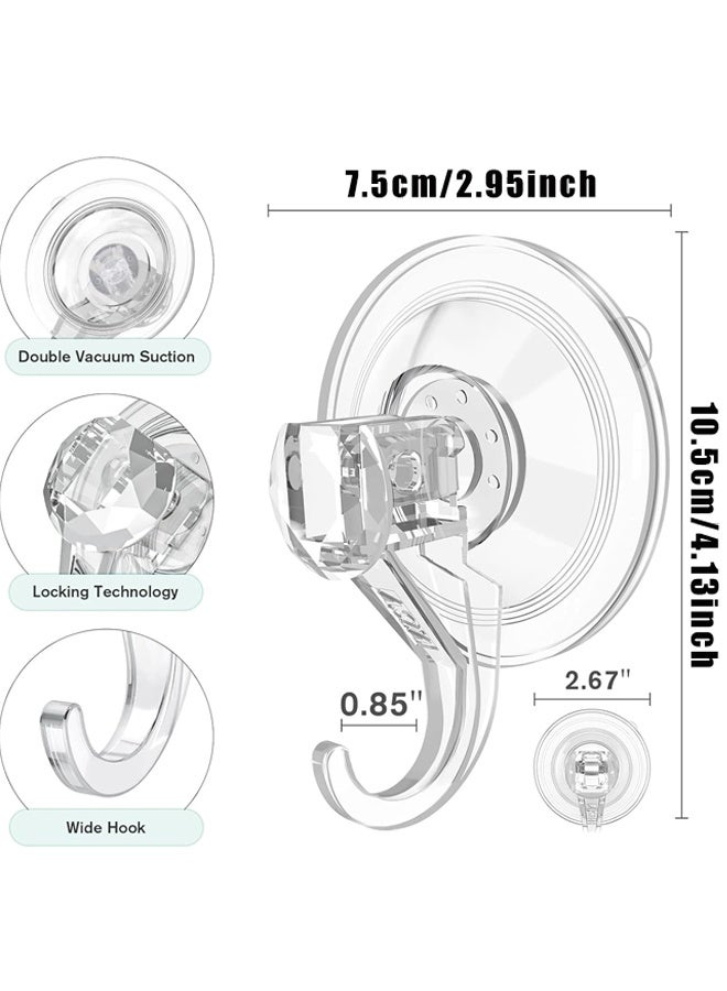 4 Pack Suction Cup Hooks, Multi-Purpose Clear Shower Suction Hooks Waterproof for Bathroom, Window, Towel, Shower Wall, Tile, Glass Door, Camper - Image 2