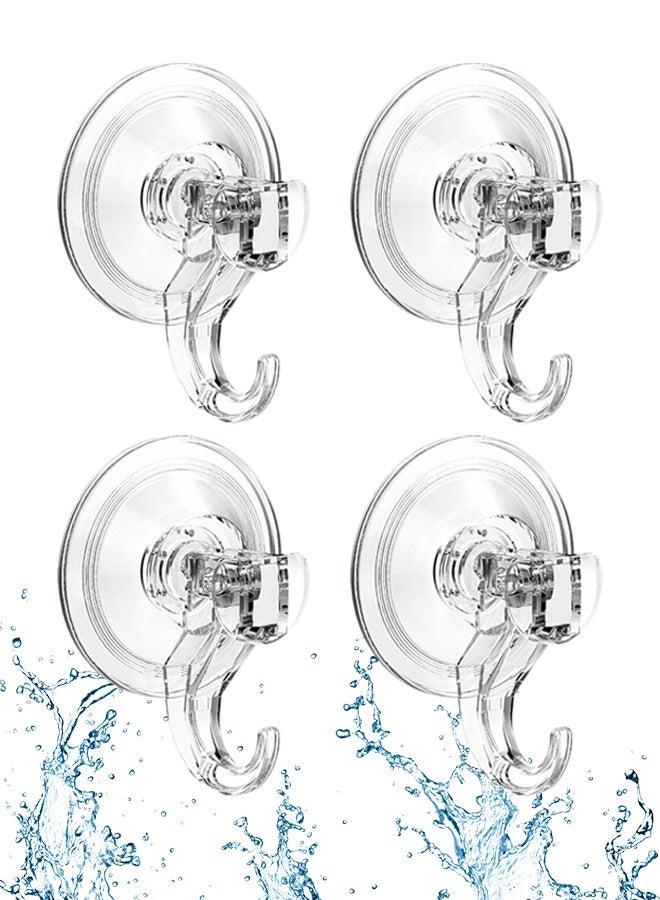 4 Pack Suction Cup Hooks, Multi-Purpose Clear Shower Suction Hooks Waterproof for Bathroom, Window, Towel, Shower Wall, Tile, Glass Door, Camper - Image 1