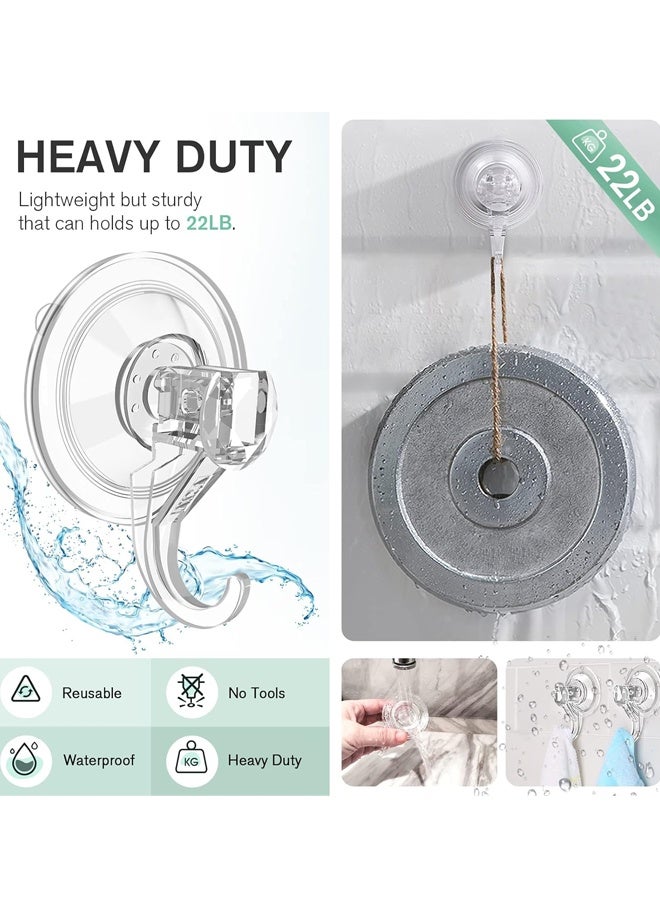 4 Pack Suction Cup Hooks, Multi-Purpose Clear Shower Suction Hooks Waterproof for Bathroom, Window, Towel, Shower Wall, Tile, Glass Door, Camper - Image 3