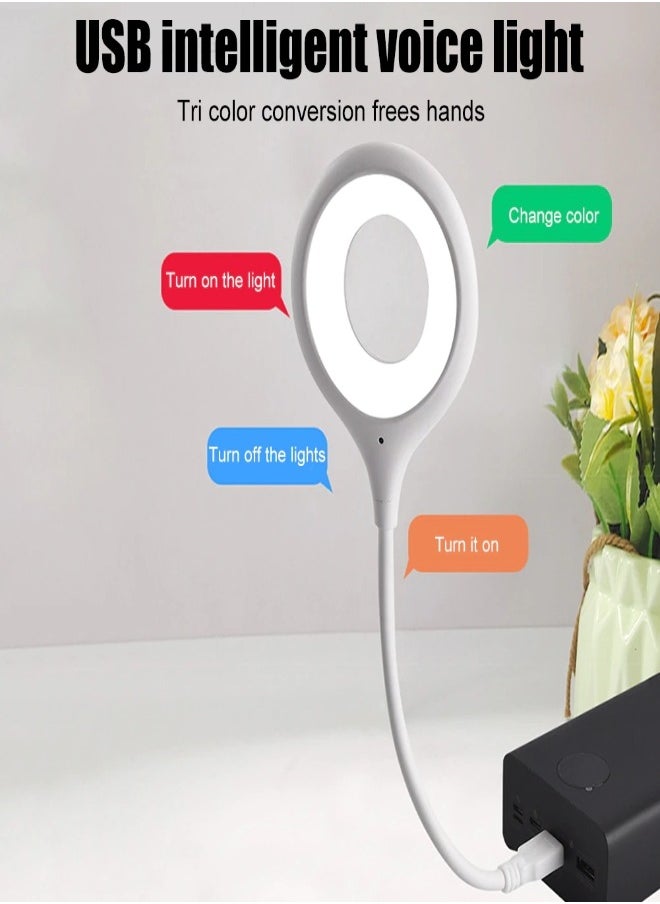 XLT - LED Smart Desk Lamp Voice Operated Portable Night Light Lamp Freely Foldable Table Lamp USB LED Super Bright Ring Lights 3 Mode - Image 1
