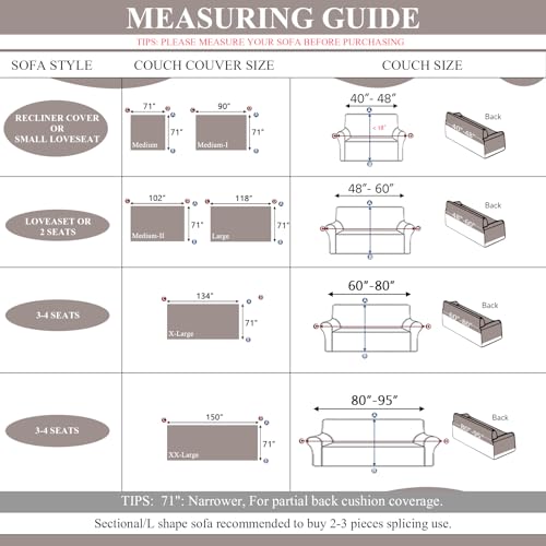 STACYPIK Waterproof Sofa Cover for Dogs Cat-Scratch Resistant Couch Cover for 2 Cushion Couch Non Slip Pet Friendly Gray Furniture Protector for Loveseat Washable Sofa Silpcover for L Shaped-71X118IN - Image 3