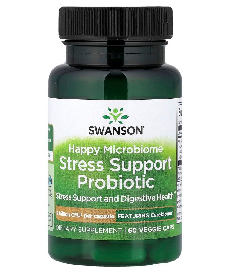 Happy Microbiome Stress Support Probiotic 3 Billion CFU 60 Veggie Caps