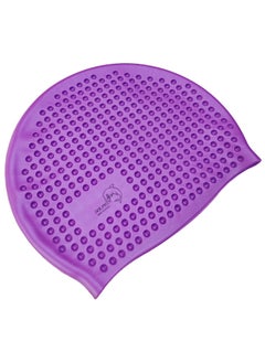 Dolphin Bubble Swimming Cap Silicone Waterproof For Adult, Purple  - Image 1