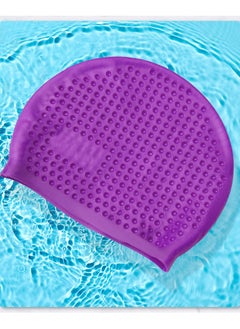 Dolphin Bubble Swimming Cap Silicone Waterproof For Adult, Purple  - Image 2