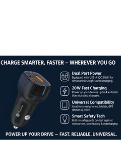 ProOne ProOne PCG22 PD20W + Qualcomm 3.0 18W USB-A & Type-C Fast Car Charger | 12V-24V Input | Dual Port Charger for iPhone 16/15/14/13/12/11, iPad Pro, Samsung S24/S23, AirPods, Apple Watch & More  - Image 3