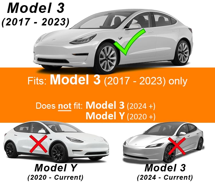 Custom Cut Graphics Logo Decal Overlay Stickers for Tesla Model 3 (2017 to 2023), Standard Wrap, 11-pc Set (Matte Black) - Image 2