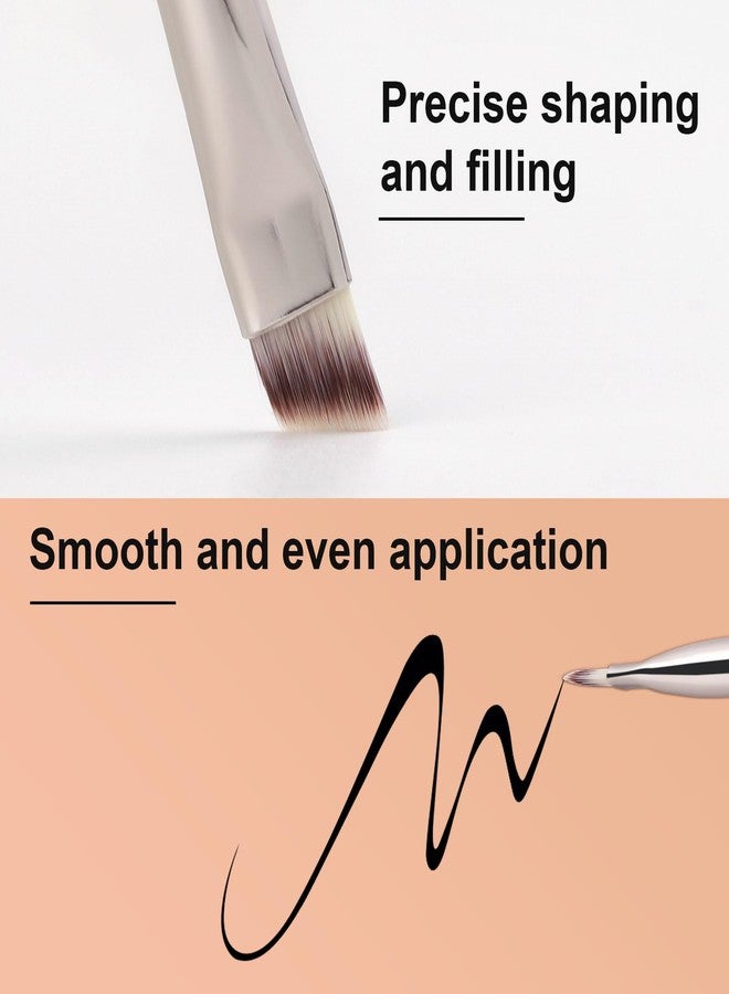 TEOYALL Flat Angled Eyeliner Brush, Soft Thin Slanted Synthetic Bristles Precision Eyebrow Brush For Brow Powder Gel Eye Liner - Image 4