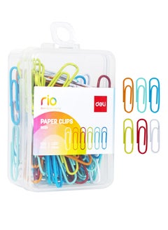 Deli 100-Piece Plastic Coated Paper Clips Multicolour  - Image 1