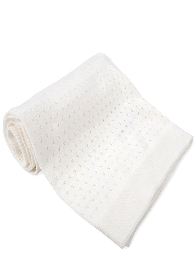 Jessica Simpson Two Piece Knit Baby Blanket with Keepsake Milestone Disc for Newborns and Infants (Ivory) - Image 4