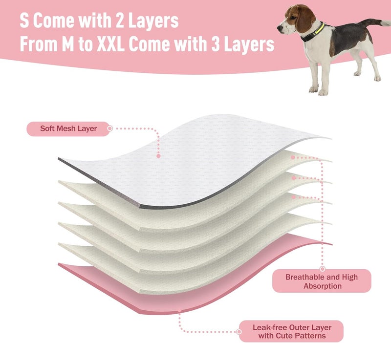 ZINGTERRA 3Pack Dog Diapers Female,Washable Diaper for Doggie,Highly Absorbent Reusable Dog Diaper,Adjustable Leakproof Puppy Girl Dog Diapers for Heat,Incontinence,Period Doggy Nappies - Image 4
