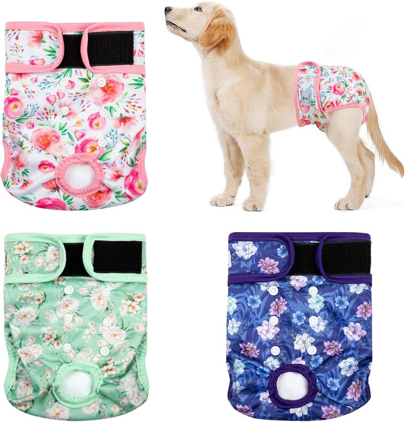 ZINGTERRA 3Pack Dog Diapers Female,Washable Diaper for Doggie,Highly Absorbent Reusable Dog Diaper,Adjustable Leakproof Puppy Girl Dog Diapers for Heat,Incontinence,Period Doggy Nappies - Image 1