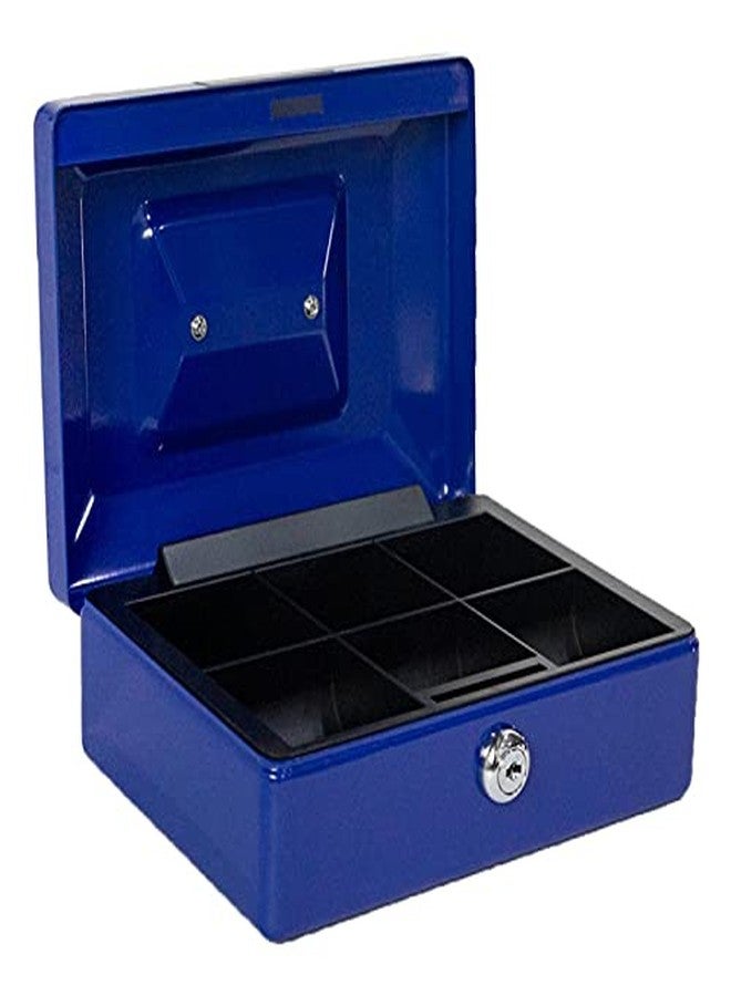 oddpod™ SR Taiwan Imported Metal Cash Box/Safe Locker Box for Jewellery, Money Box for Cash with Plastic Coin Storage Tray (Medium Size) - Blue - Image 1