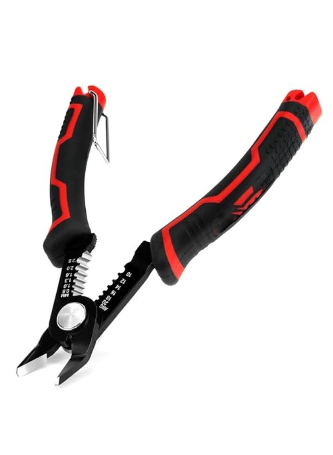 Wire Stripper Tool, 6-Inch Wire Cutters with Supplementary Stripping, 2-in-1 Flush Cutter for Electric Cable Stripping Cutting and Crimping, Handy and Slim Diagonal Cutters, Side Cutting Plier - Image 1