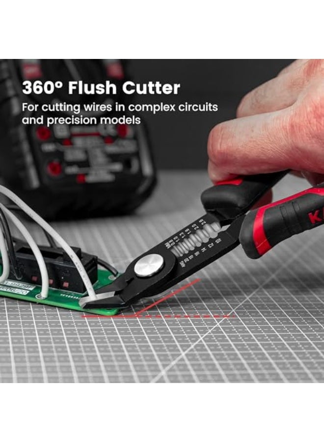 Wire Stripper Tool, 6-Inch Wire Cutters with Supplementary Stripping, 2-in-1 Flush Cutter for Electric Cable Stripping Cutting and Crimping, Handy and Slim Diagonal Cutters, Side Cutting Plier - Image 2