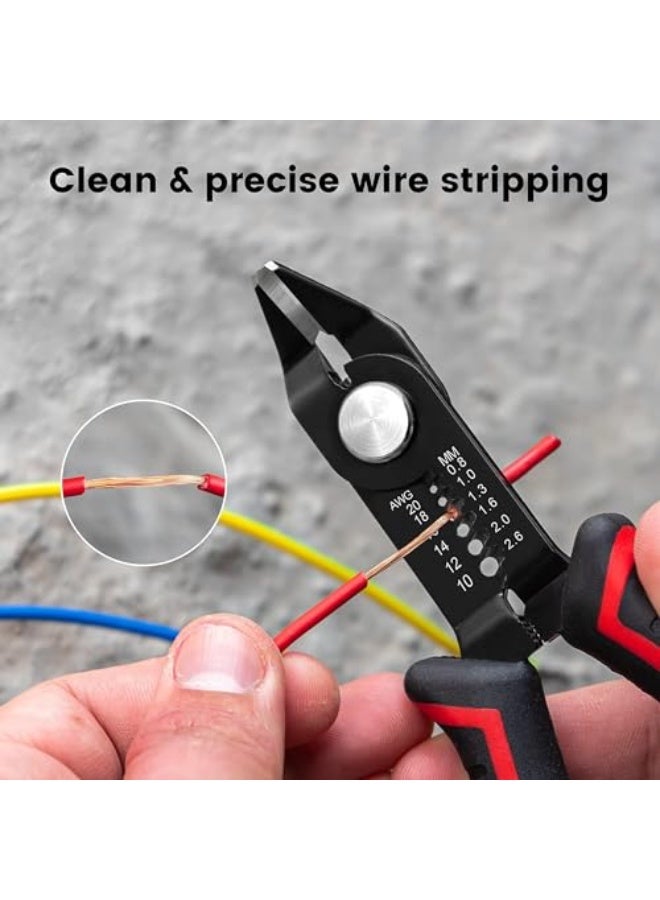 Wire Stripper Tool, 6-Inch Wire Cutters with Supplementary Stripping, 2-in-1 Flush Cutter for Electric Cable Stripping Cutting and Crimping, Handy and Slim Diagonal Cutters, Side Cutting Plier - Image 5