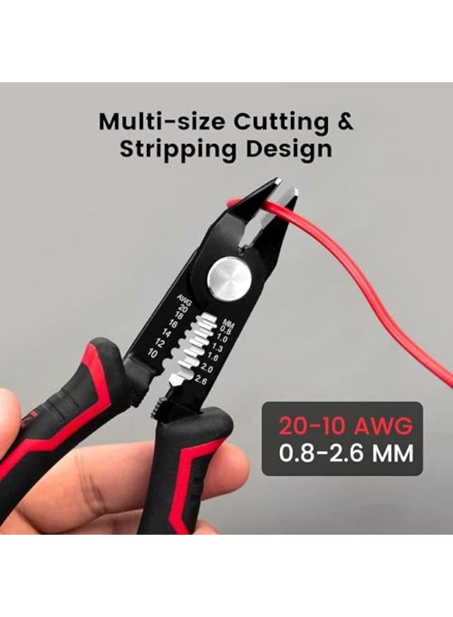 Wire Stripper Tool, 6-Inch Wire Cutters with Supplementary Stripping, 2-in-1 Flush Cutter for Electric Cable Stripping Cutting and Crimping, Handy and Slim Diagonal Cutters, Side Cutting Plier - Image 4