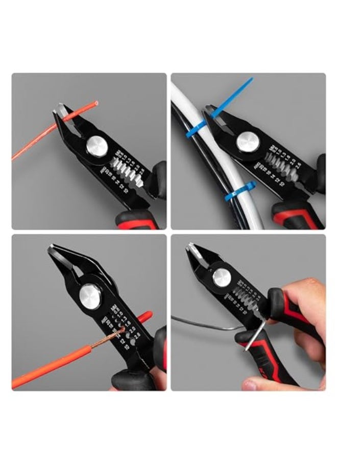 Wire Stripper Tool, 6-Inch Wire Cutters with Supplementary Stripping, 2-in-1 Flush Cutter for Electric Cable Stripping Cutting and Crimping, Handy and Slim Diagonal Cutters, Side Cutting Plier - Image 3