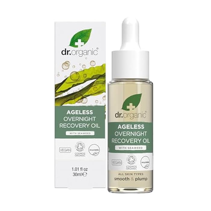 dr.organic Dr. Organic Ageless Overnight Recovery Oil with Seaweed | Smoothing and Plumping, Maximum Hydration for All Skin Types, Dermatologically Tested, Certified Organic, Paraben & SLS-Free, 30 mL / 1 fl oz - Image 1