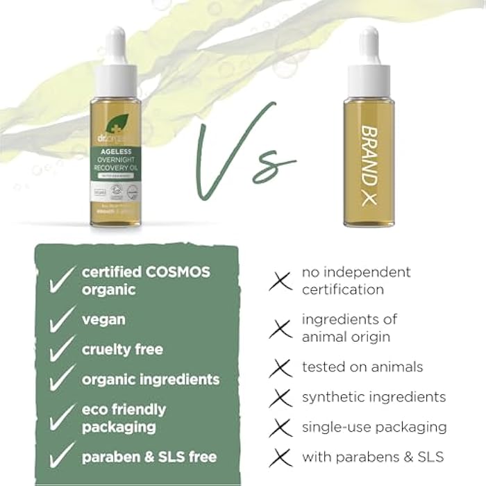 dr.organic Dr. Organic Ageless Overnight Recovery Oil with Seaweed | Smoothing and Plumping, Maximum Hydration for All Skin Types, Dermatologically Tested, Certified Organic, Paraben & SLS-Free, 30 mL / 1 fl oz - Image 3