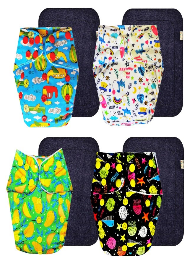 حفاضات دمبلدو القماشية الممتازة مع حشوة رمادية (عبوة من 4) | ناعمة ولطيفة | وسادة ماصة من 6 طبقات | أزرار كبس قابلة للتعديل | مناسبة للارتداء طوال اليوم | من 3 أشهر إلى 3 سنوات | للجنسين - Image 1