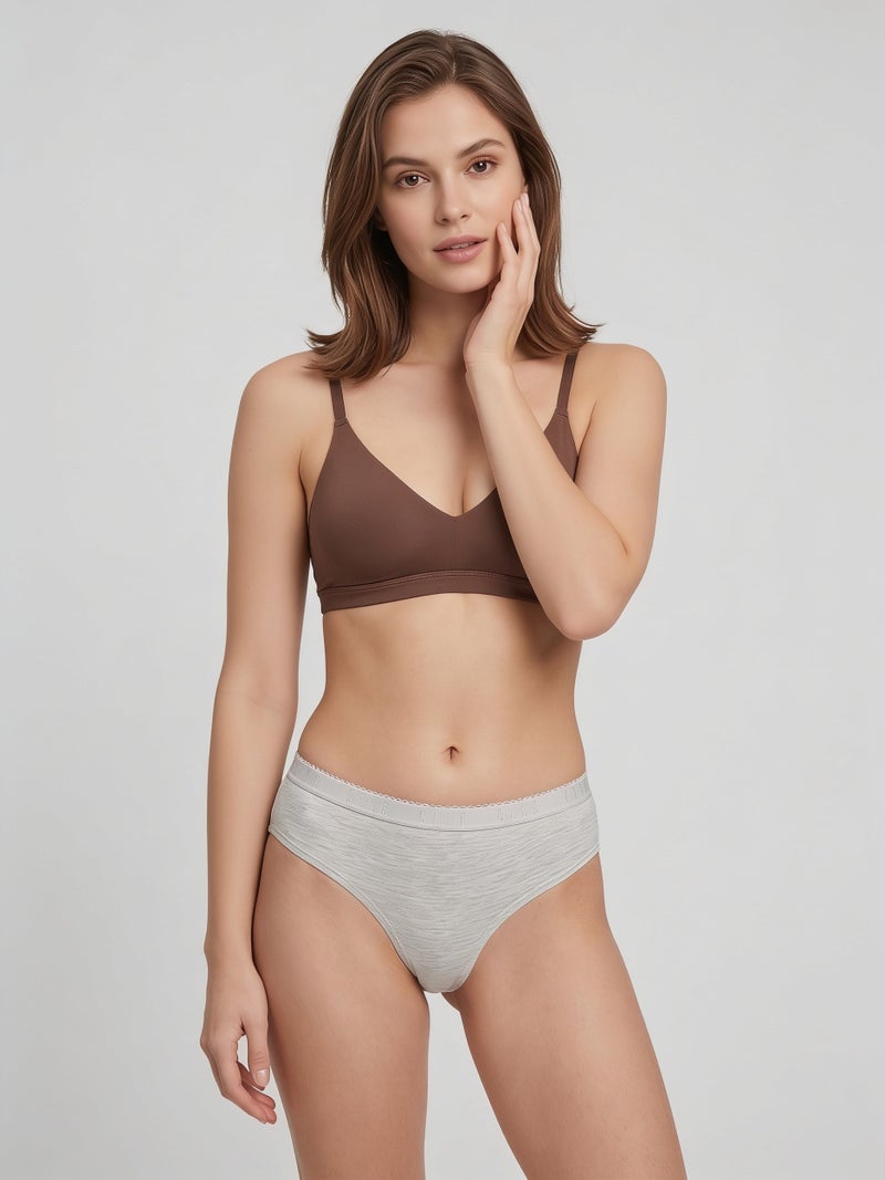 ELLE Women 3 Pieces Embroidered Logo Low Rise Panties, Multicolor - Image 1