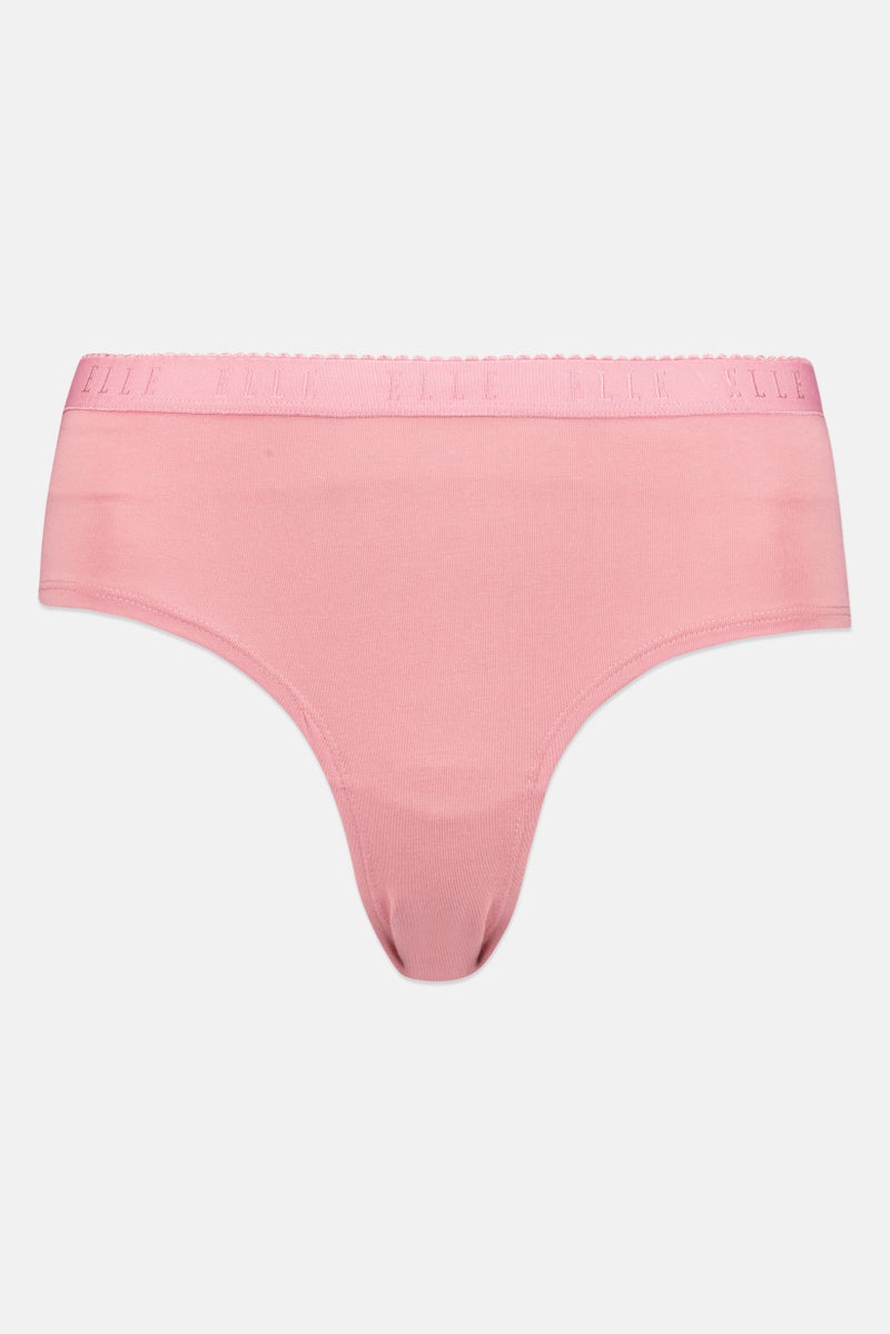 ELLE Women 3 Pieces Embroidered Logo Low Rise Panties, Multicolor - Image 5