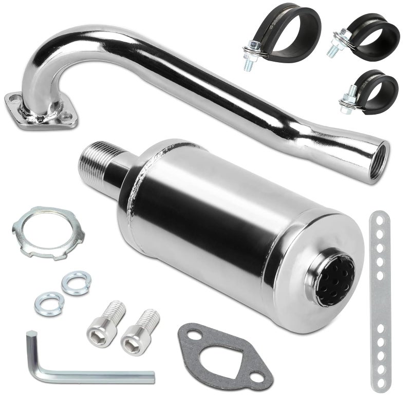 FVRITO 212cc Exhaust Pipe with Muffler for Predator 212 Go Kart 196cc Non Hemi Engine Coleman Powersports KT196 Trailmaster XRX XRS Hammerhead 80T Yerf Dog Manco Tillotson GX200 Performance Parts - Image 2