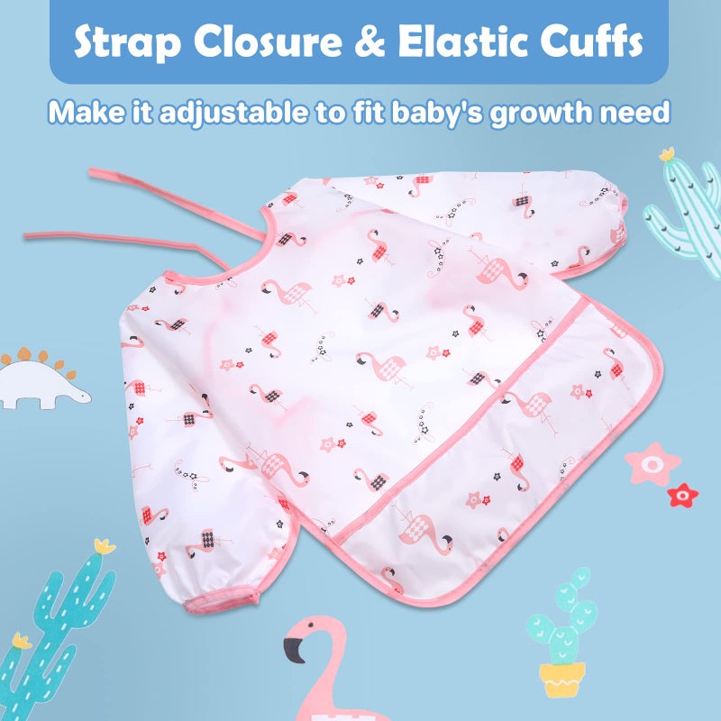 Lictin Long Sleeve Bibs 5 Pack - Baby Bibs for Girl or Boy, 0-24 Months Neutral Baby Smock for Eating, Reusable Infant for Feeding Teething or Weaning - Image 4