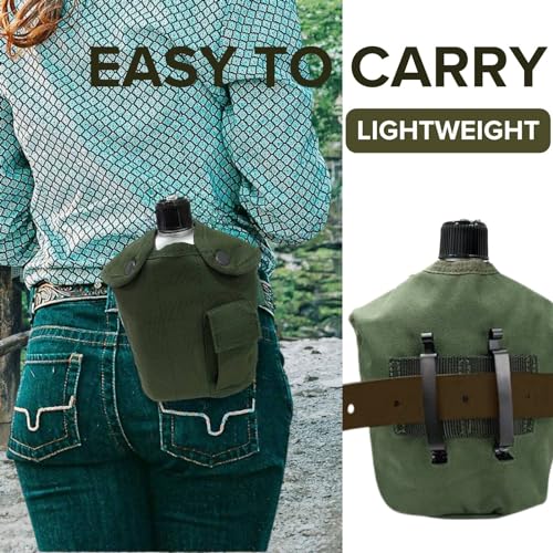 BeGrit Military Canteen Army Canteen WWII US G.I. Style Canteen Kit with Aluminum Cup Stove Stainless Steel Spoon Fork for Hiking Backpacking Camping - Image 5