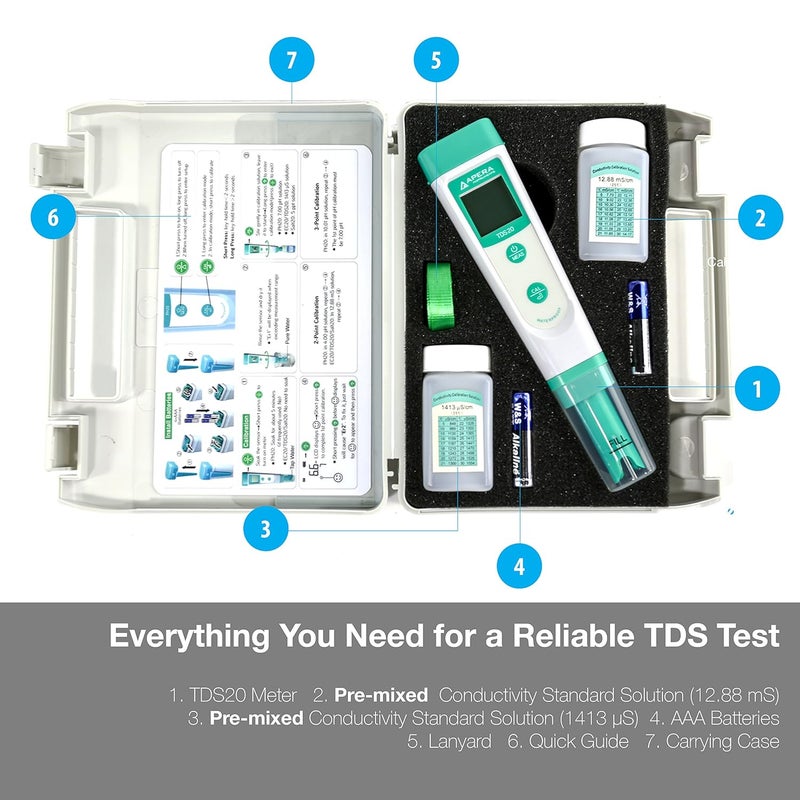 Apera Instruments AI213 Value Series TDS20 Waterproof TDS Pocket Tester kit, Accuracy: ±1% F.S, 2-Point Auto. Calibration - Image 2