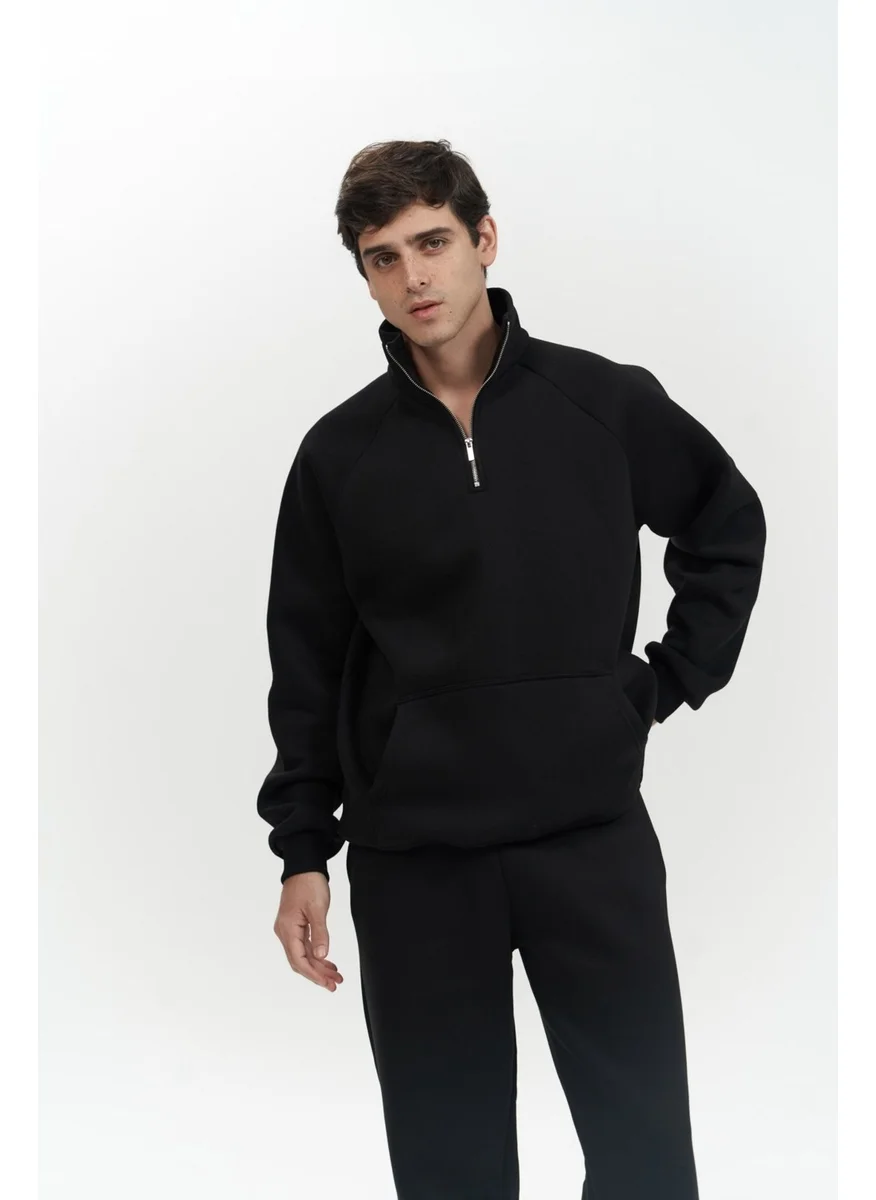 Mai Collection Stephen Zippered Black Men's Tracksuit