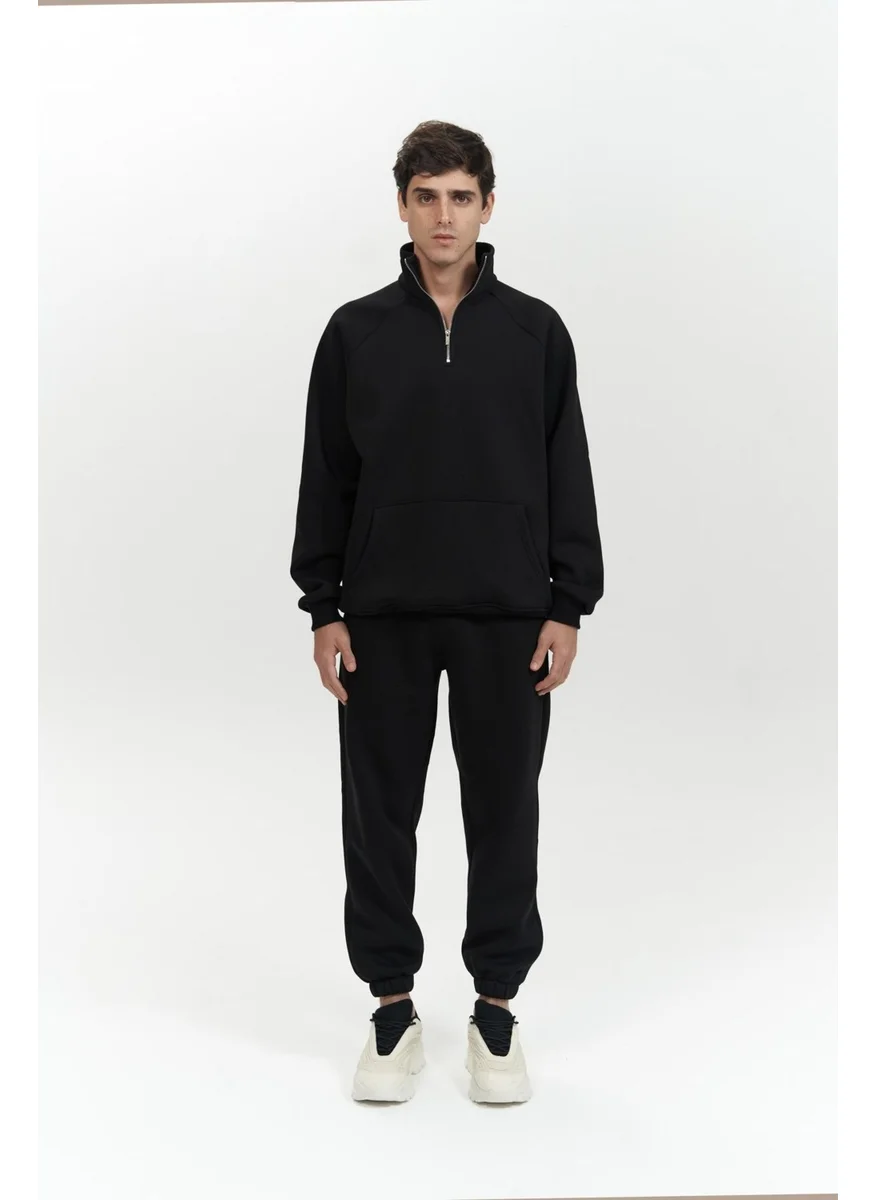 Mai Collection Stephen Zippered Black Men's Tracksuit
