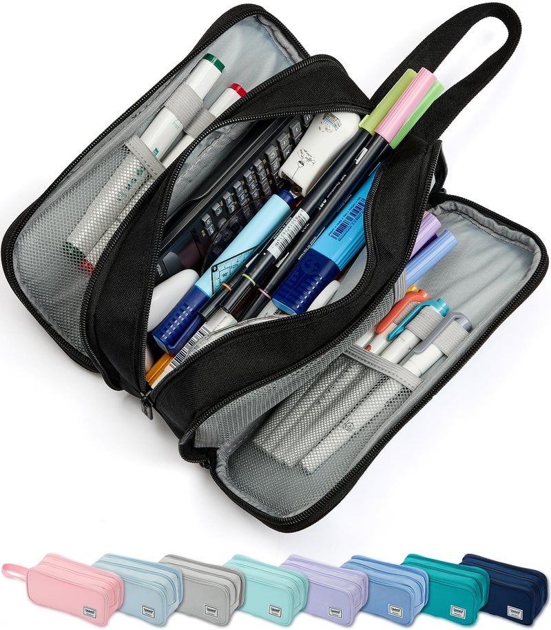 SPACEMATE Pencil Case Pouch Box Bag School Supplies Girls Boys Kids Cute Preppy Stuff Big Capacity Aesthetic Pen Organizer Back to College Stationary Pink Extra Large Style 2300ml