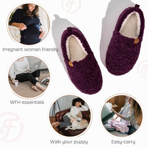 EverFoams Women’s Soft Curly Full Slippers Memory Foam Lightweight House Shoes Cozy Loafer with Polar Fleece Lining Dark Aubergine,8.5 US - Image 5