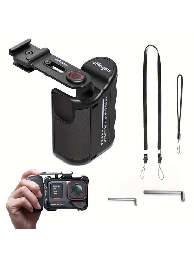 Black Street Photography Handle Kit Compatible with Insta360 ACE Pro 2 Sports Cameras - Image 1