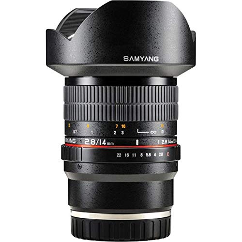 Samyang عدسة ساميانغ 14 مم F2.8 كاملة الإطار بزاوية واسعة للغاية لسوني E - شريحة AE مدمجة، تركيز يدوي، تشويه منخفض، فتحة واسعة، غطاء بتلة، حجم واحد (أسود) - Image 2