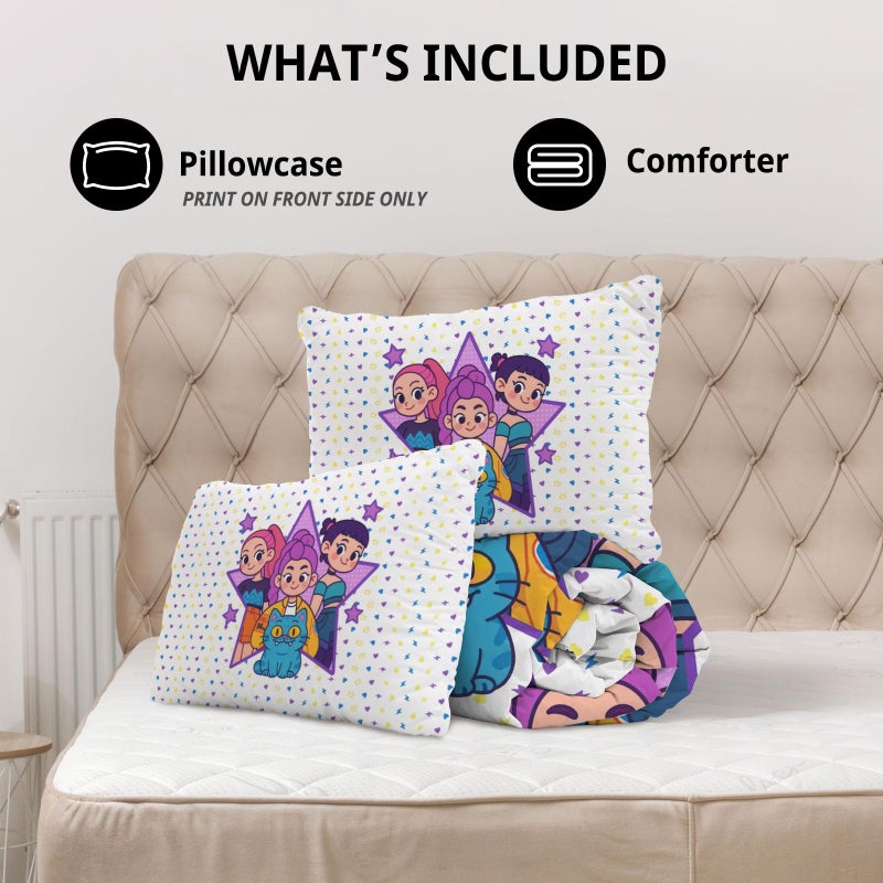 Allenjoy Cute Korean Anime Hunter Comforter Set with 1 Pillowcase for Girls Teens Women Fans Daughter Bedroom Nursery Bedding Room Decor, Machine Washable Durable Twin Size - Image 5