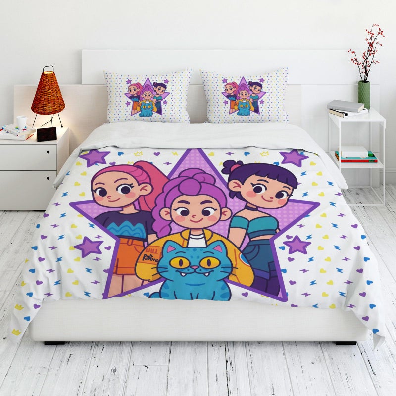 Allenjoy Cute Korean Anime Hunter Comforter Set with 1 Pillowcase for Girls Teens Women Fans Daughter Bedroom Nursery Bedding Room Decor, Machine Washable Durable Twin Size - Image 2