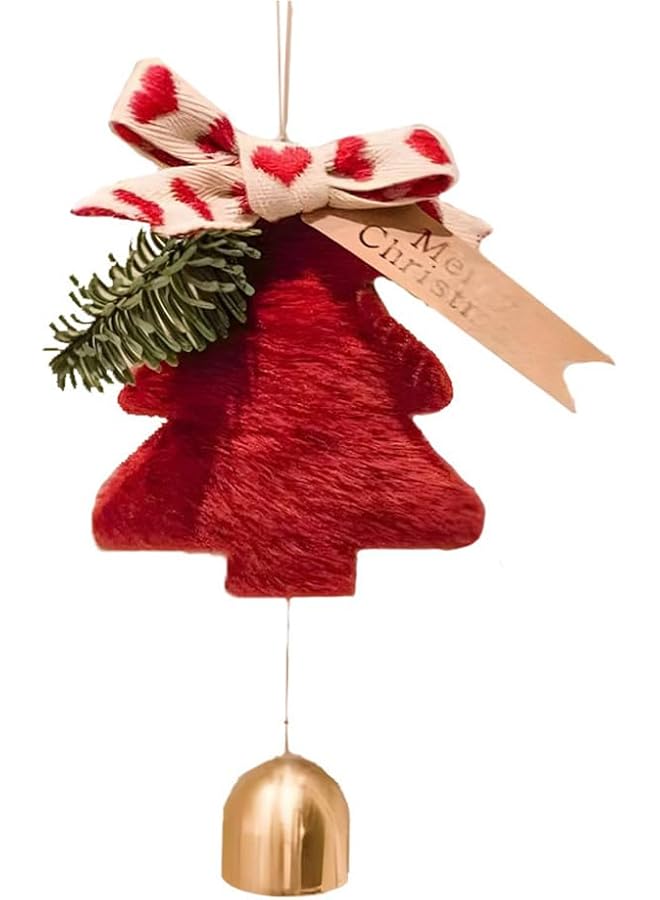 The Bros جرس شجرة عيد الميلاد الأحمر، يمكن استخدامه في الداخل أو في السيارات، زينة رياح معلقة لاحتفالات عيد الميلاد - Image 1