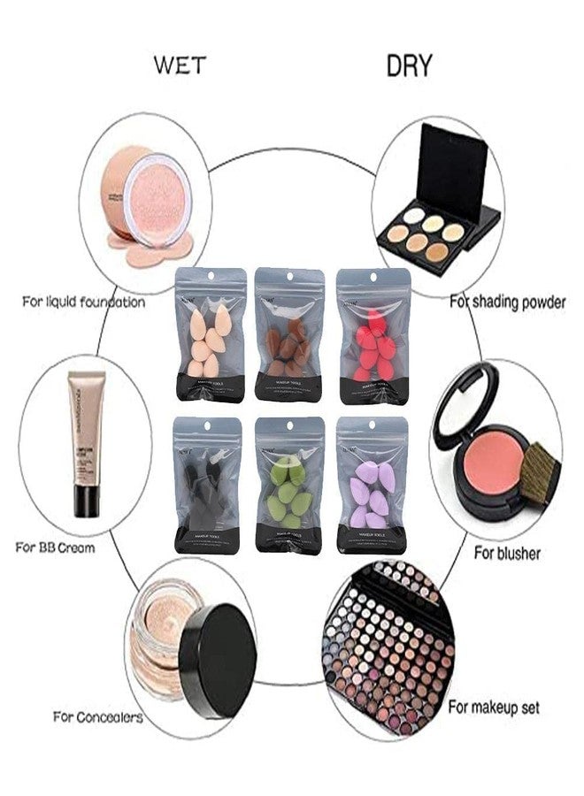YONNAXO 6PCS Mini Makeup Sponge Small Beauty Sponge Blender Set for Foundation, Powder, Concealer Highlight,and Eye Shadow, Purple (Pink) - Image 4