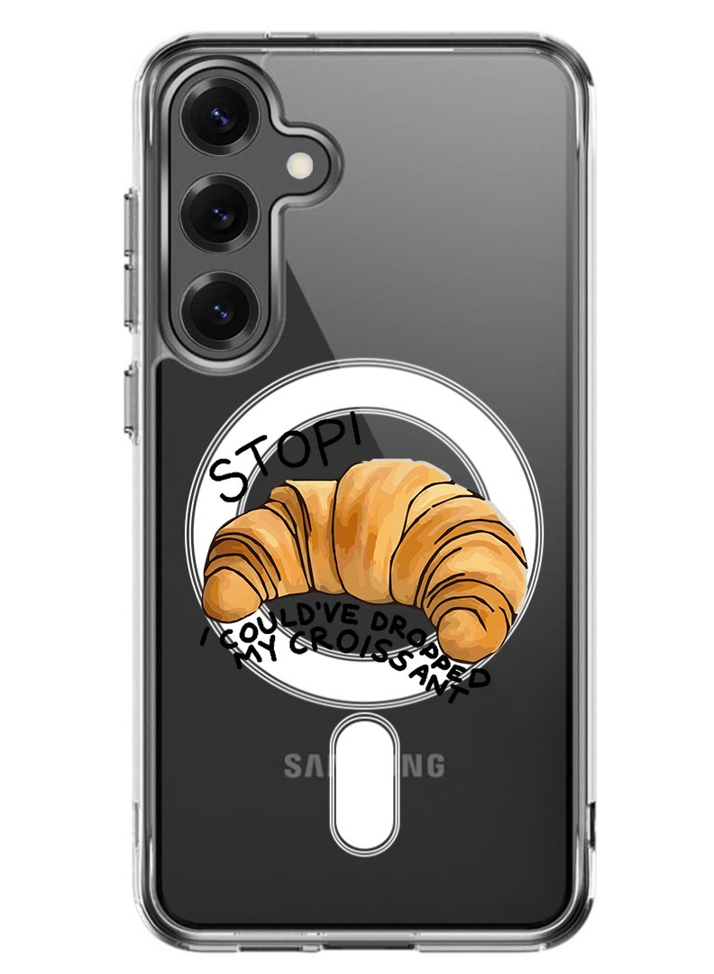 Theodor Magnetic Case for Samsung Galaxy S25 6.2-inch Compatible with MagSafe Wireless Charging, Shockproof Phone Bumper Cover Croissant B - Image 1