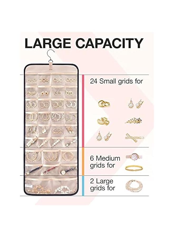 بي دبليو اس جاي مظم تخزي وتظيم مجورات معلق قال للطي م ميكاكوز مع حامل وخطافات معدية، حامل المجورات مزدوج الجوا للأقراط والقلادات والخواتم على الخزاة أو الحائط أو الا م ميكاكوز لو أسود، م الميكوز - Image 5