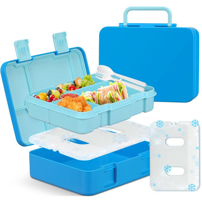JOOPETALK Chill Bento Lunch Box for Kids Adult with Ice Pack Keep Food Cold Fresh 5Compartment Reusable Leak Proof Lunch Container for Girl Boy School Dishwasher  Freezer Safe