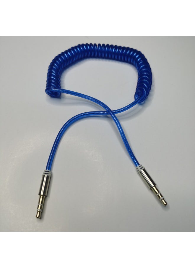 Straight Head Color Spring Line 1.5 Meters AUX Audio To Record Line 3.5mm Male To Male Telescopic Car Connection Line-Color:Green-Length:1.5 M  - Image 4