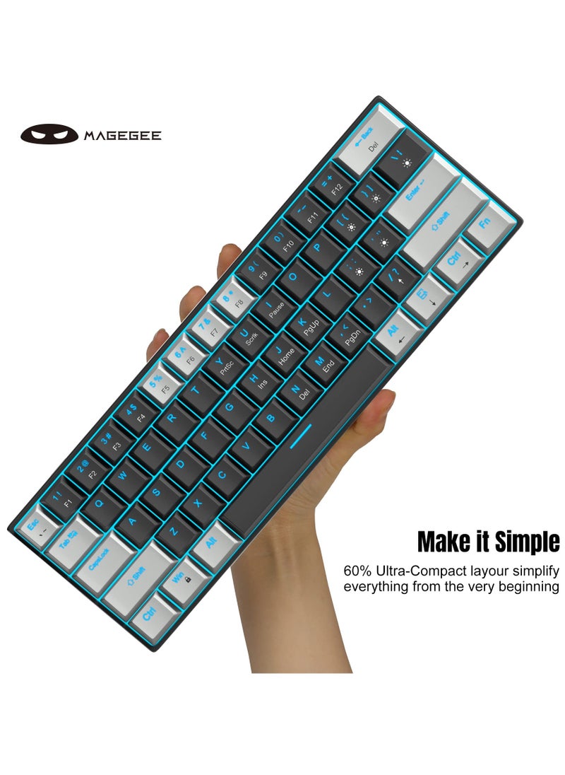 MageGee - 60% Mechanical Gaming Keyboard with Red Switches and Sea Blue Backlit Small Compact Portable Gaming Keyboard - Image 1