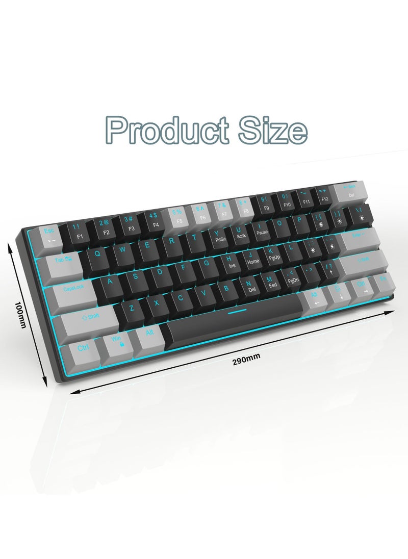 MageGee - 60% Mechanical Gaming Keyboard with Red Switches and Sea Blue Backlit Small Compact Portable Gaming Keyboard - Image 1