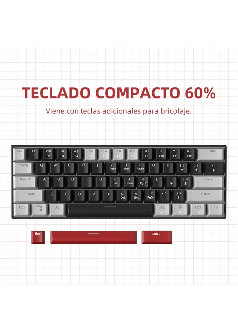 MageGee - 60% Mechanical Gaming Keyboard with Red Switches and Sea Blue Backlit Small Compact Portable Gaming Keyboard - Image 1