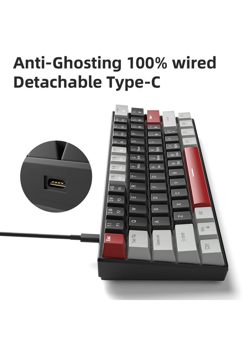 MageGee - 60% Mechanical Gaming Keyboard with Red Switches and Sea Blue Backlit Small Compact Portable Gaming Keyboard - Image 1