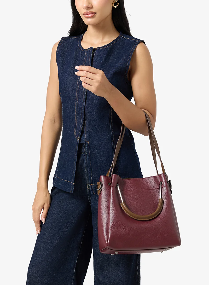 Bucket Bag With Top Handle And Strap