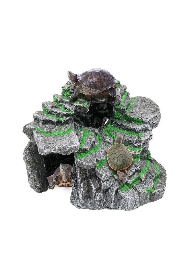 Moonorange Turtle Basking Platform Turtle Tank Decoration for Aquariums & Terrarium, Turtle, Lizard, Reptile Habitat Hideout (Black) - Image 1